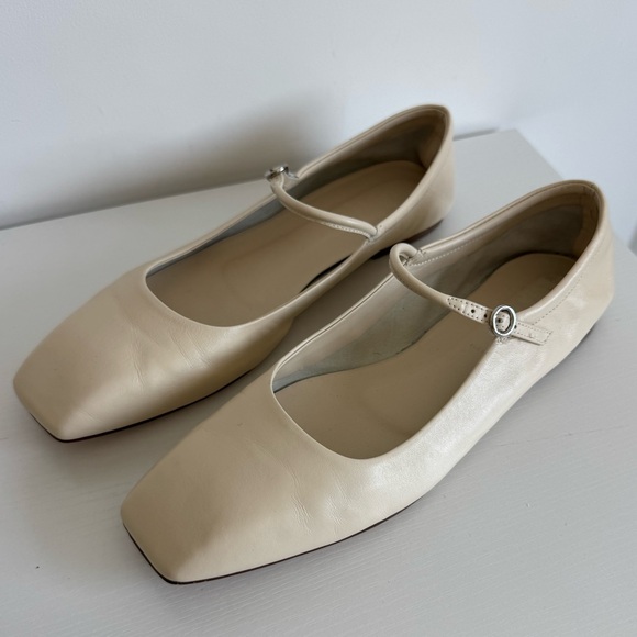 Aeyde 41 Uma White Creamy Nappa Leather Mary Jane Flats - Picture 6 of 11